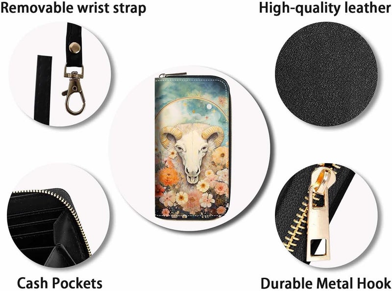 FQTBCEARI Hummingbird Flower Print Women Large Capacity Wallet PU Leather Zipper Clutch Purse for Smart Phone/Card/Coin/Cash - Image 4